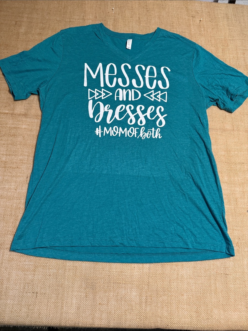 Teal "Messes and Dresses #MOMofboth" Graphic Tee